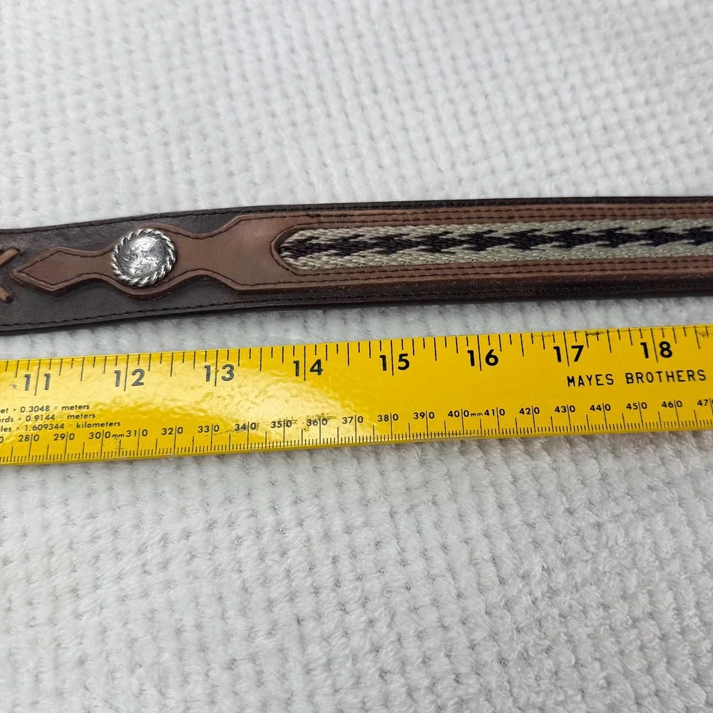 Nocona Belt Co Mens Brown Leather Western Woven Inlay Concho Belt 34 2426402